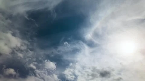 Light Clouds Moving Across Sunny Blue Sky Timelapse Video Stock Footage 342437082