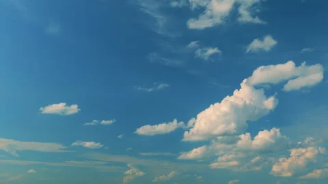 Light Cloudscape. Nature Landscape. Summer Blue Sky. Nature Weather Blue Sky Stock Footage 262982245