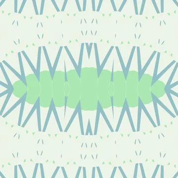 Light cloudy meadow: kaleidoscope-style motif in ivory green, soft sage, mist bl Stock Illustration