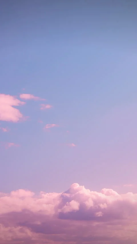Light Cloudy Pink And Blue Sky With Fluffy Clouds. Natural Background Time Stock Footage 341387145