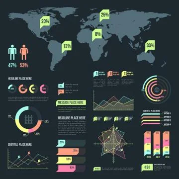Light color infographic elements collection. Stock-Illustration