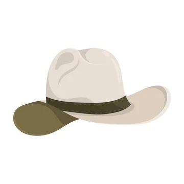 Light colored cowboy hat with folded brim. American cowboy headdress or wil.. Illustrazione stock