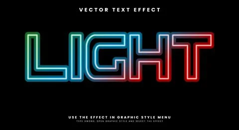 Light coloring glow light editable text effect Stock Illustration