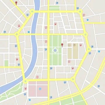 Light colors Imaginary city map Stock Illustration