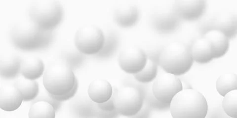 Light coloured Background with white balls, blur effect. 3d round spheres. Illustrazione stock