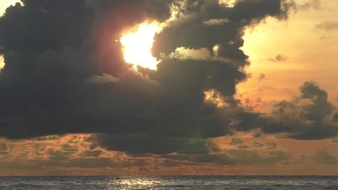 Light comes out of huge clouds at down Stock Footage 71762081