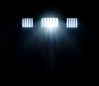 Light coming through a barred window with fog Stock Photos