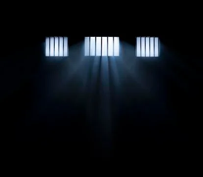 Light coming through a barred window with fog Stock Photos