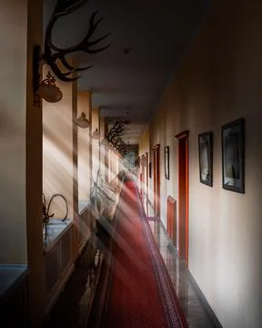Light coming through windows of an old hunting castle in Serbia recently reno Stock Photos