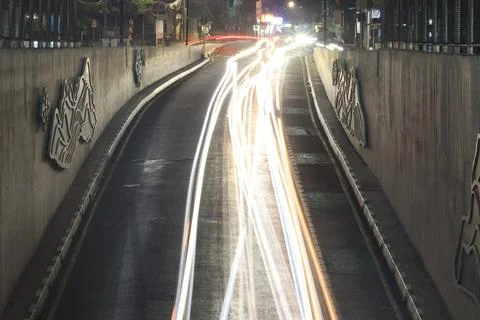 Light composition of vehicles in the night Stock Photos