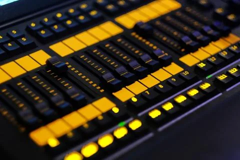 Light controller close up photo selective focus. Stock-Fotos