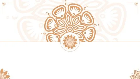 A light copper floral mandala forms a centered header on a white background.. Stock Illustration