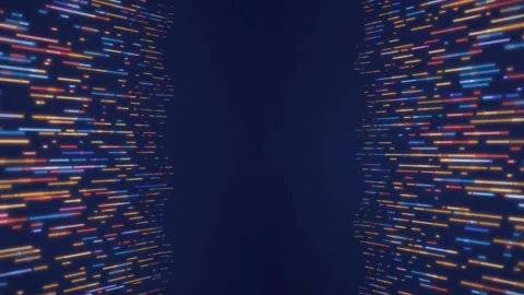Light Corridor Canyon Animation Neon Strip Light Pathway Abstract Digital Video stock 342593318