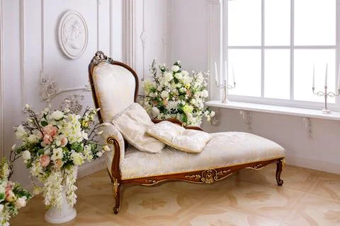 Light couch in a classic interior Stock Photos