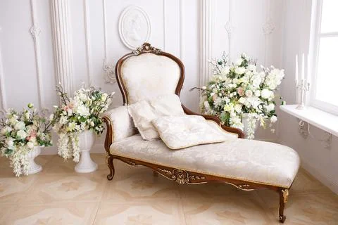 Light couch in the interior Foto stock