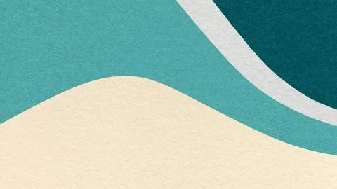 Light cream abstract fluid wavy layered textured paper background with cyan t Stock Illustration