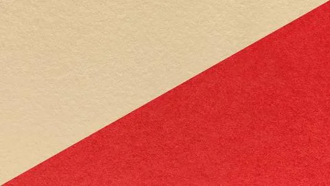 Light cream paper texture two color background with red diagonal split and .. Stock Photos