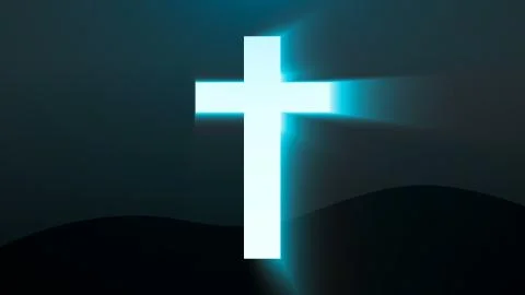 Light cross of Christ, ray beams background Illustrazione stock