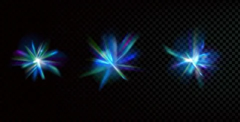 Light crystal sparkles set. Flare prism effect. Diamond iridescent glass shin Stock Illustration