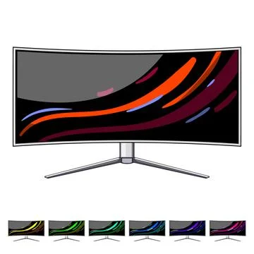 Light curved screen cartoon vector graphic Stock Illustration