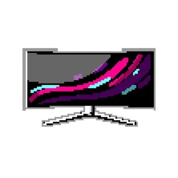 Light curved screen pixel art vector illustration Stock Illustration