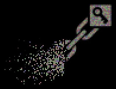 Light Damaged Pixelated Halftone Key Blockchain Icon Illustrazione stock
