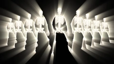 Light Dancing Skeletons 3D. 3D Skeletons Fanny Dance Animation. Vídeo Stock 198389156