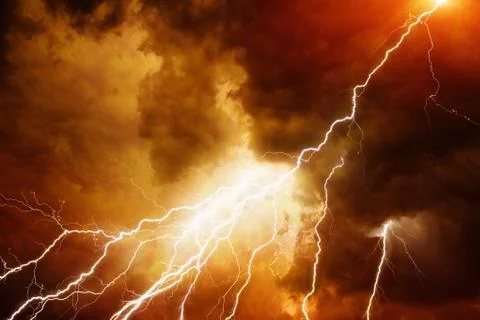 Light in dark red sky Stock Photos