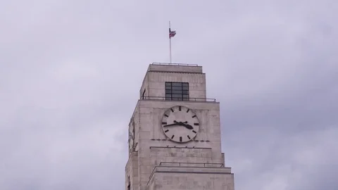 From light-to dark time-lapse of a modern tower clock. Stock Footage 72862943