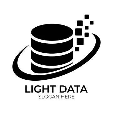Light Data Logo Design with Orbiting Server Stock Illustration