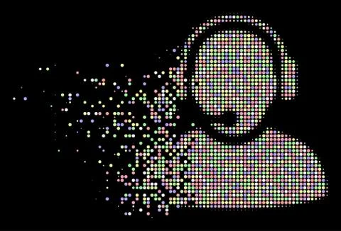 Light Decomposed Pixelated Halftone Operator Speech Icon Illustrazione stock