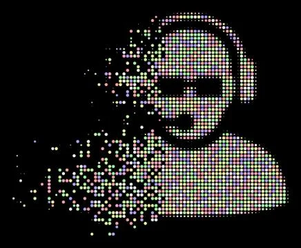 Light Decomposed Pixelated Halftone Operator Icon Illustrazione stock