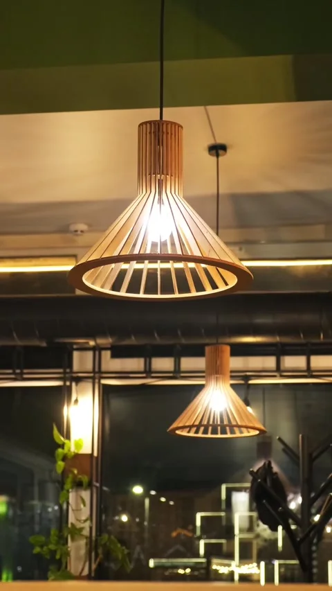 Light decoration inside cafe Stock-Footage 218573085