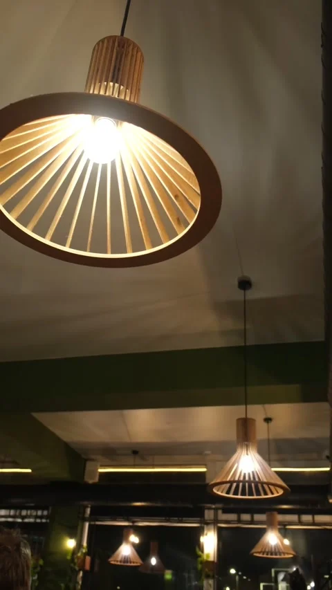 Light decoration inside cafe Stock Footage 221545912