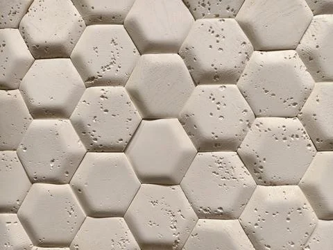 Light decorative panels featuring geometric hexagon design surfaces arrange.. Stock Photos