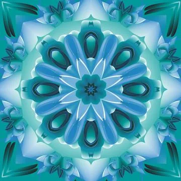 Light delicate mandala with a large letter M in a circle on a light green Stock Illustration