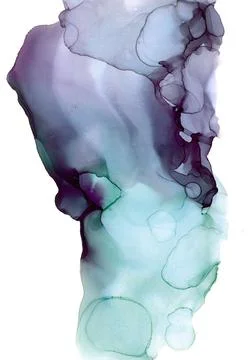 Light delicate translucent cloud of the bubbling violet-emerald smoke Stock Illustration