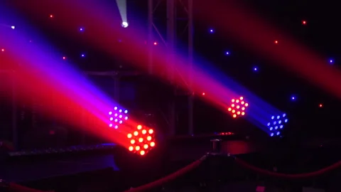 Light design of the show. Bright lights in the concert Stock-Footage 95320536