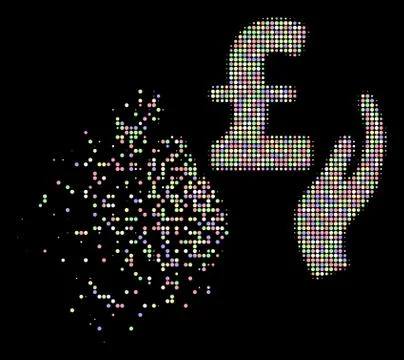 Light Destructed Dot Halftone Pound Care Hands Icon 스톡 일러스트