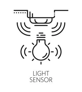 Light detection safety sensor line icon or symbol Stock Illustration