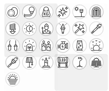 Light Digital Vector Pack containing 25 Pixel Aligned Regular Line High Res.. Stock Illustration