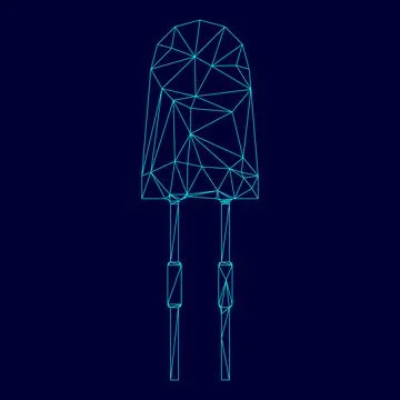 Light diode in low poly triangulation triangulated polygonal electric cyan .. Stock Illustration