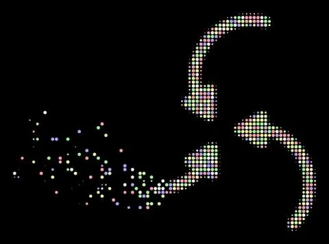 Light Dispersed Dotted Halftone Vortex Arrows Icon Stock Illustration