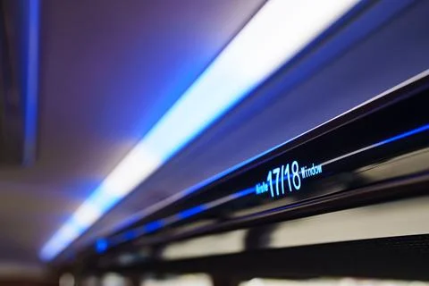 Light display indicating bus number 17/18 in a public transport vehicle Stock Photos