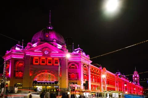 Light display at Melbourne Station Stock Photos