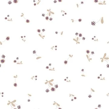 Light ditsy wildflowers seamless vector pattern Stock Illustration