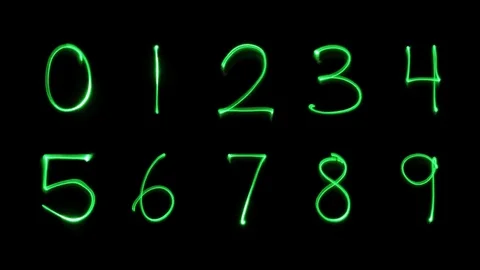 Light-drawn animated numerals Stock Footage 80810255