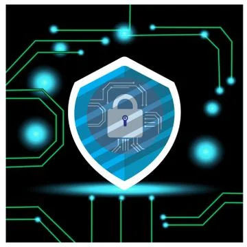 With light effect background, cyber security logo icon graphic Stock Illustration