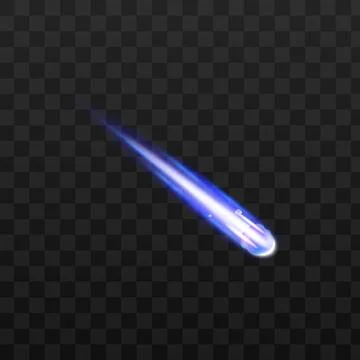 Light effect of falling comet or meteor realistic vector illustration isolated. Stock Illustration