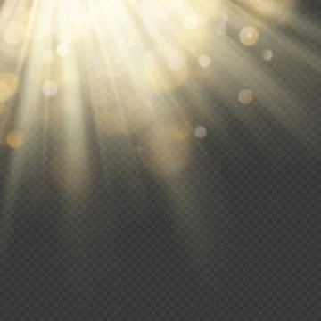 Light effect with glitter, sequins. Shining rays with bokeh. Sun particles and Stock Illustration